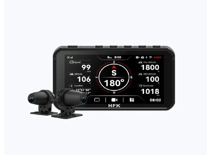 HFK  HC50-RM Motorcycle Carplay GPS With Front And Rear Dash Cameras